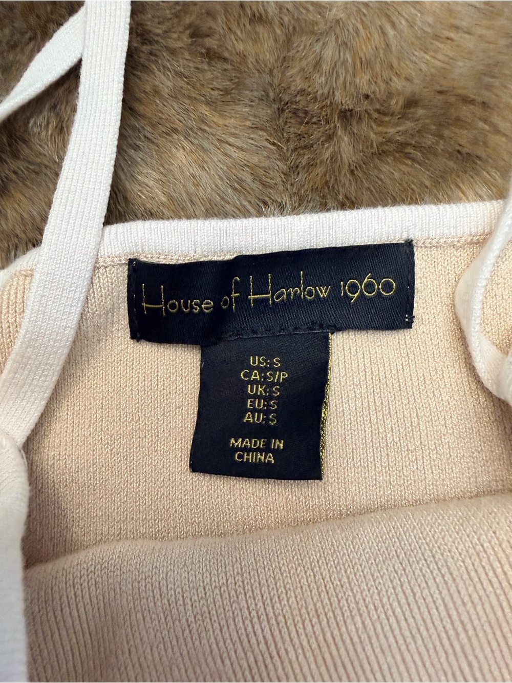 House of Harlow 1960 Knit Crop Top Cami Beige Size Small EUC - Picture 3 of 6